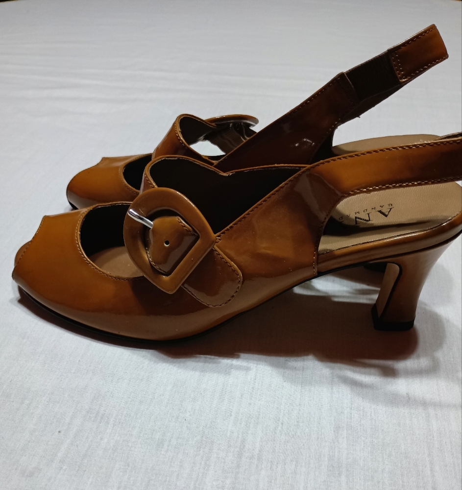 Anyi Lu Caramel Patent Leather Pumps